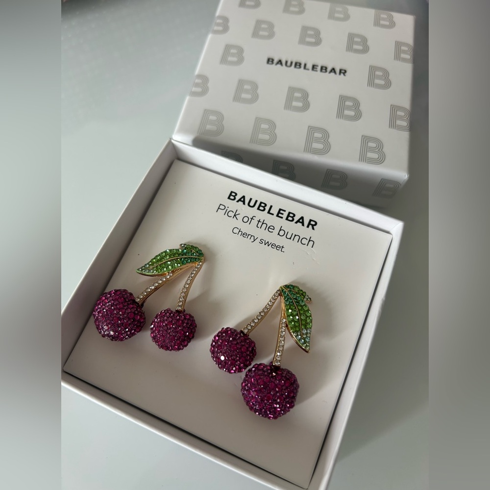 Baublebar cherry rhinestone statement earrings